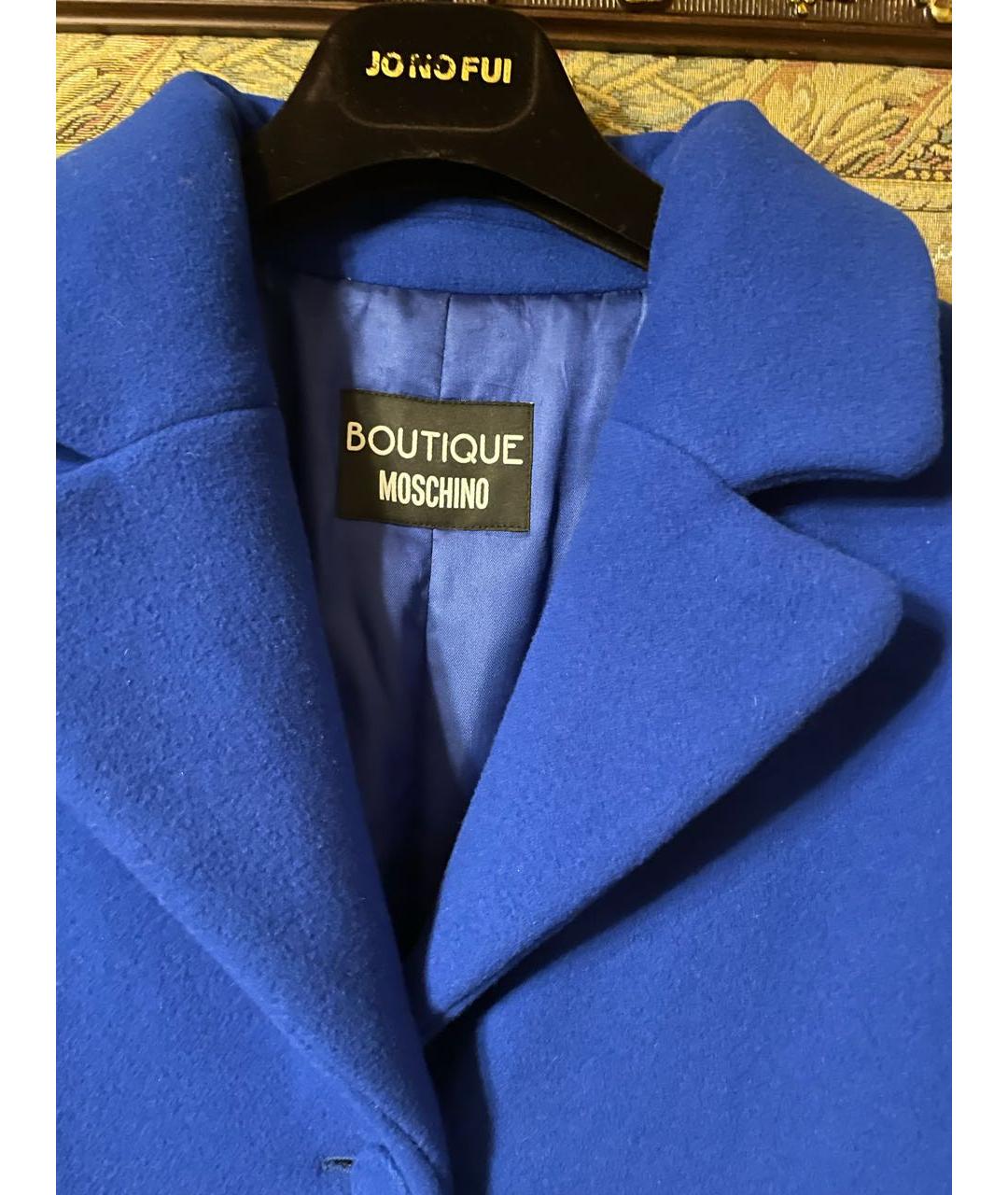 MOSCHINO Синее шерстяное пальто, фото 3