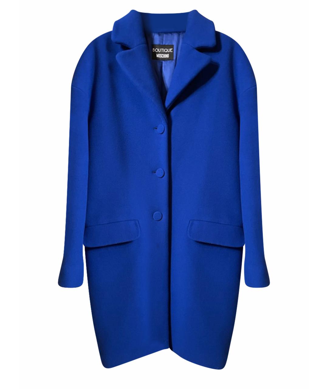 MOSCHINO Синее шерстяное пальто, фото 1