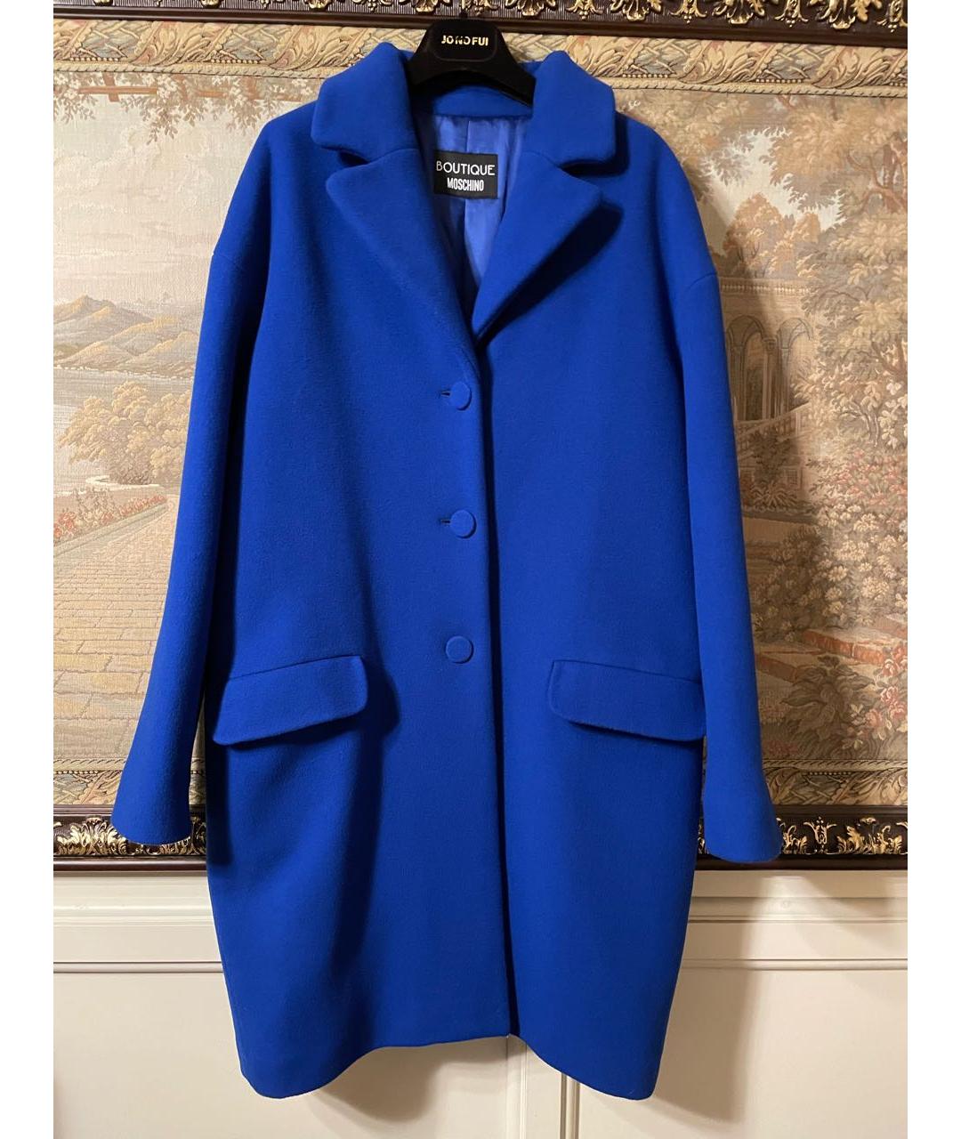 MOSCHINO Синее шерстяное пальто, фото 9