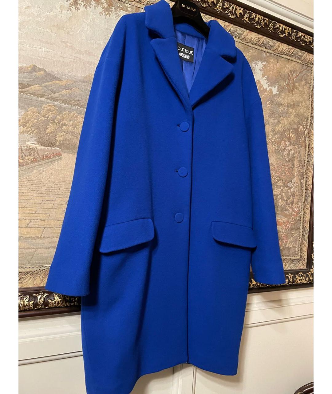 MOSCHINO Синее шерстяное пальто, фото 4