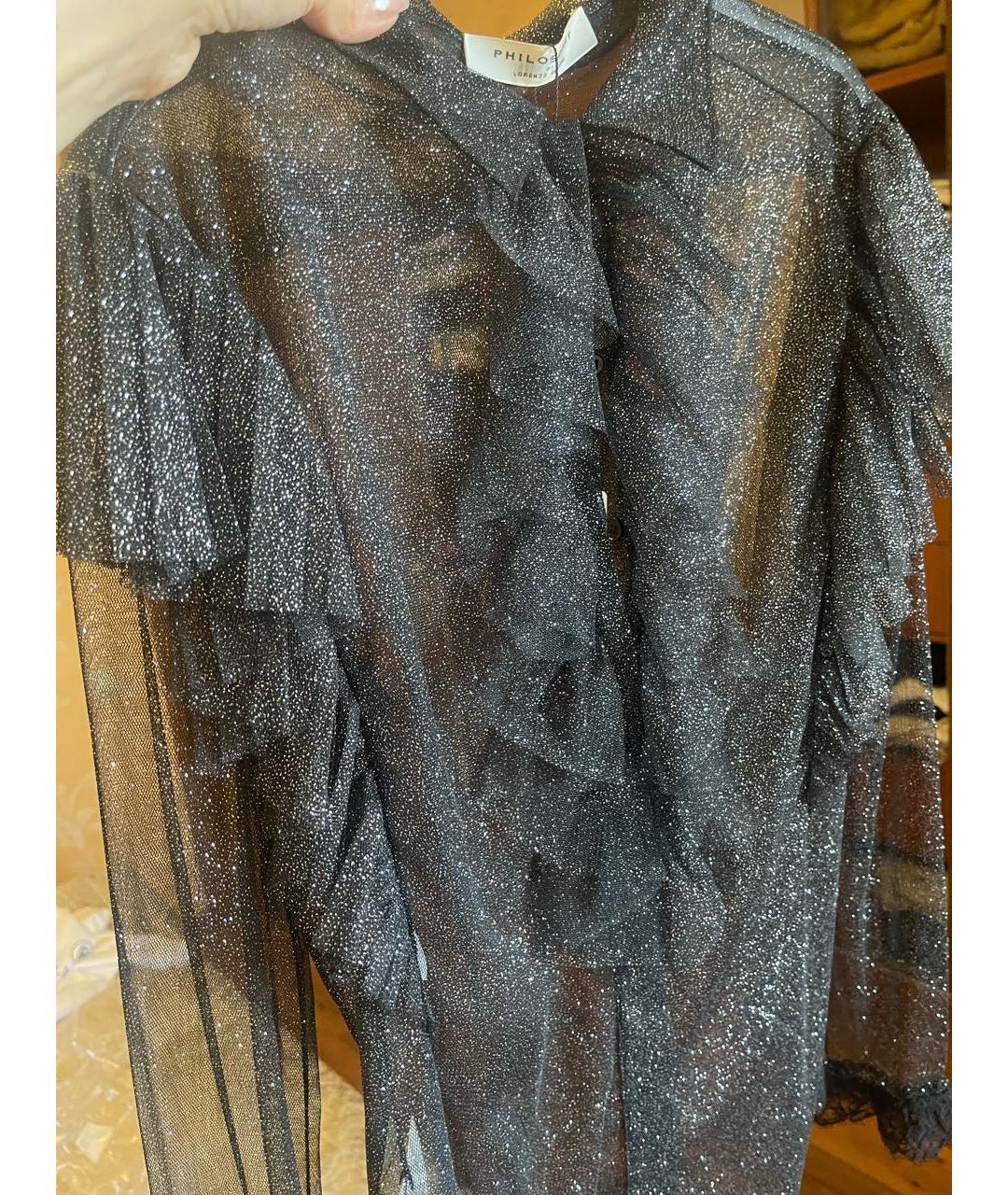 PHILOSOPHY DI LORENZO SERAFINI Антрацитовая полиэстеровая блузы, фото 2