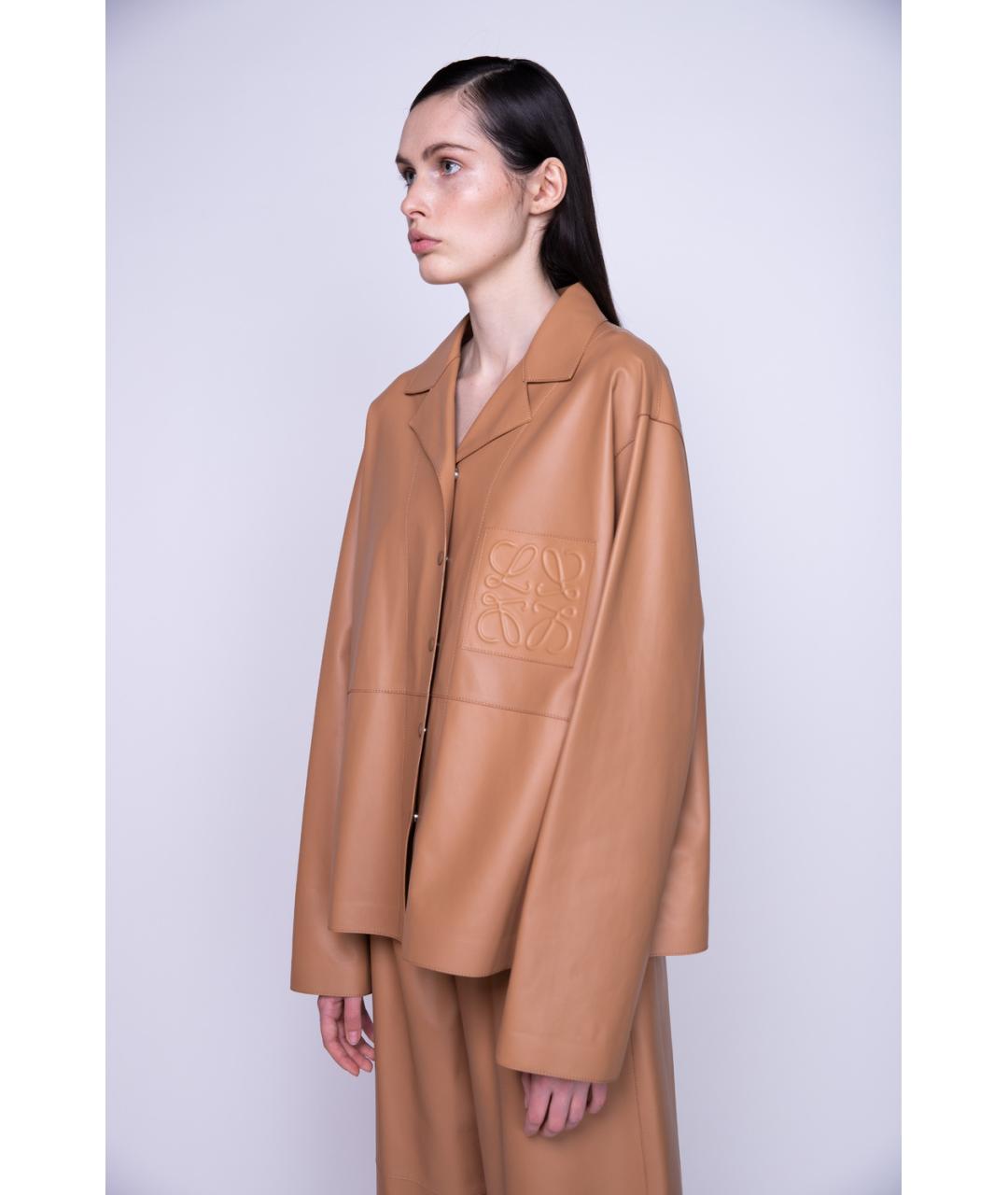 LOEWE Коричневая кожаная рубашка, фото 2