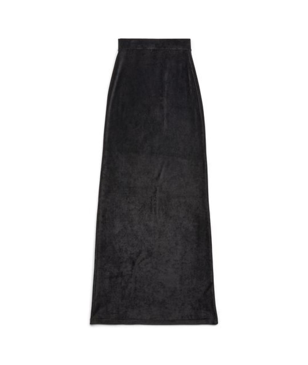 BALENCIAGA Черная атласная юбка миди, фото 1