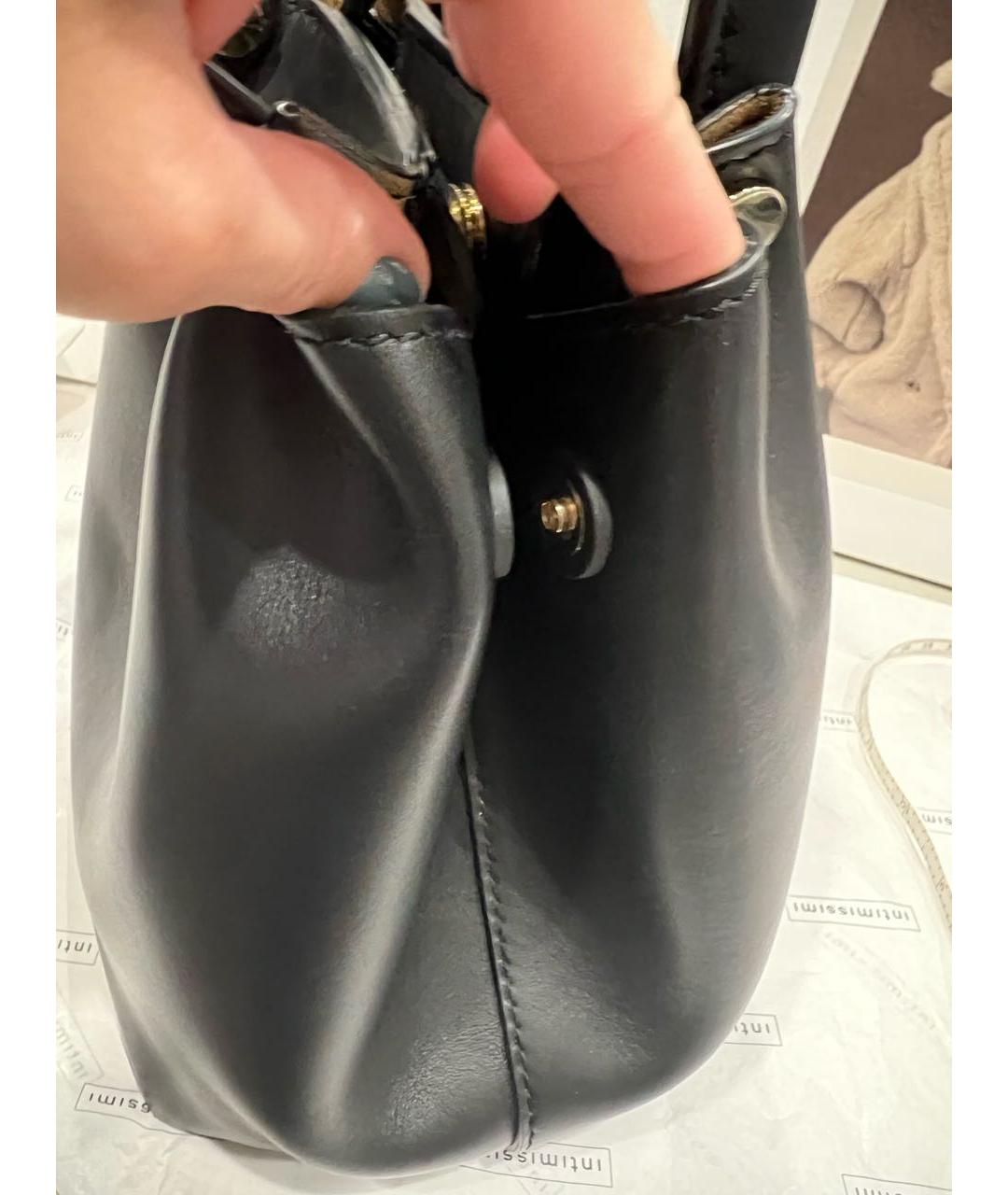 MAX MARA Черная кожаная сумка с короткими ручками, фото 6