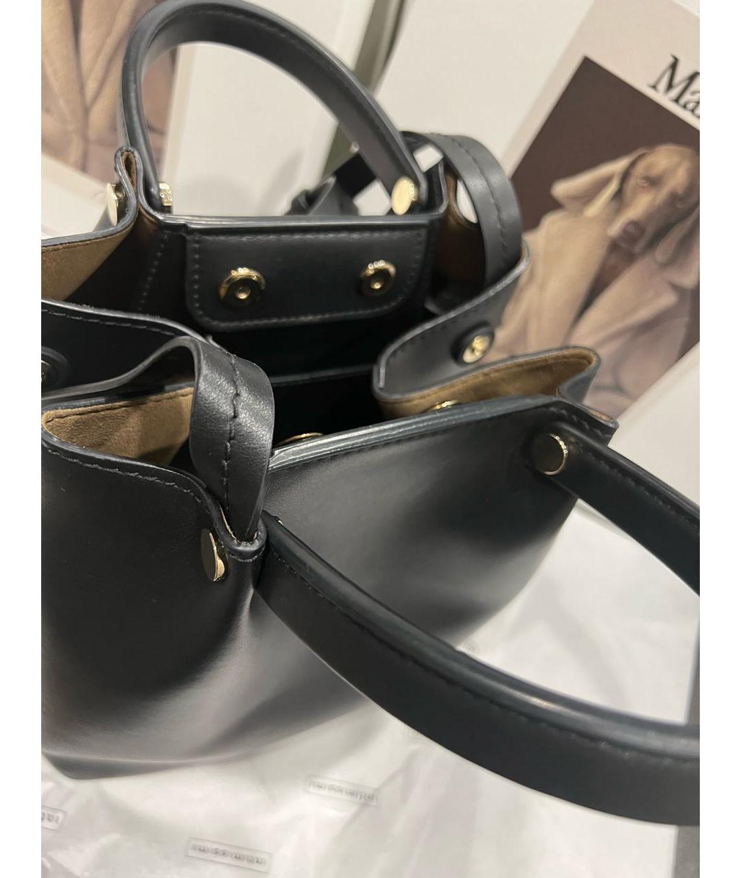 MAX MARA Черная кожаная сумка с короткими ручками, фото 8