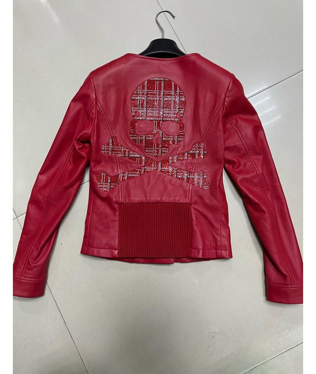 PHILIPP PLEIN Красная кожаная куртка, фото 3