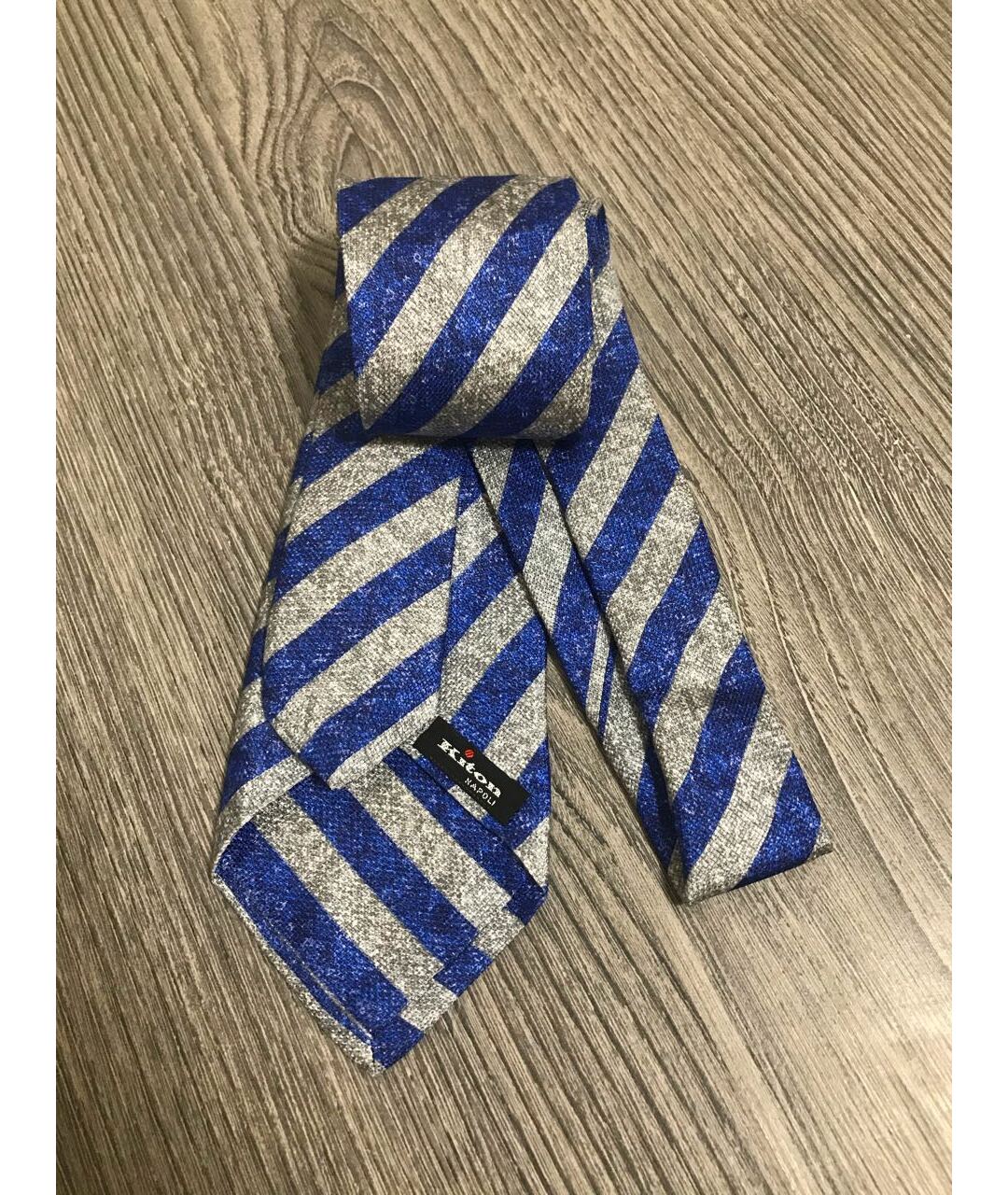 KITON Синий шелковый галстук, фото 2