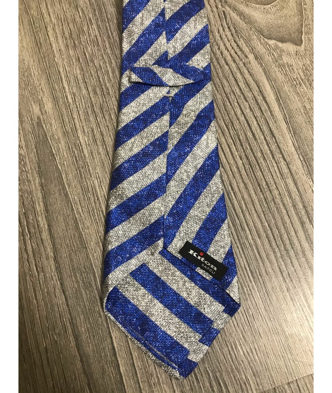 KITON Синий шелковый галстук, фото 3