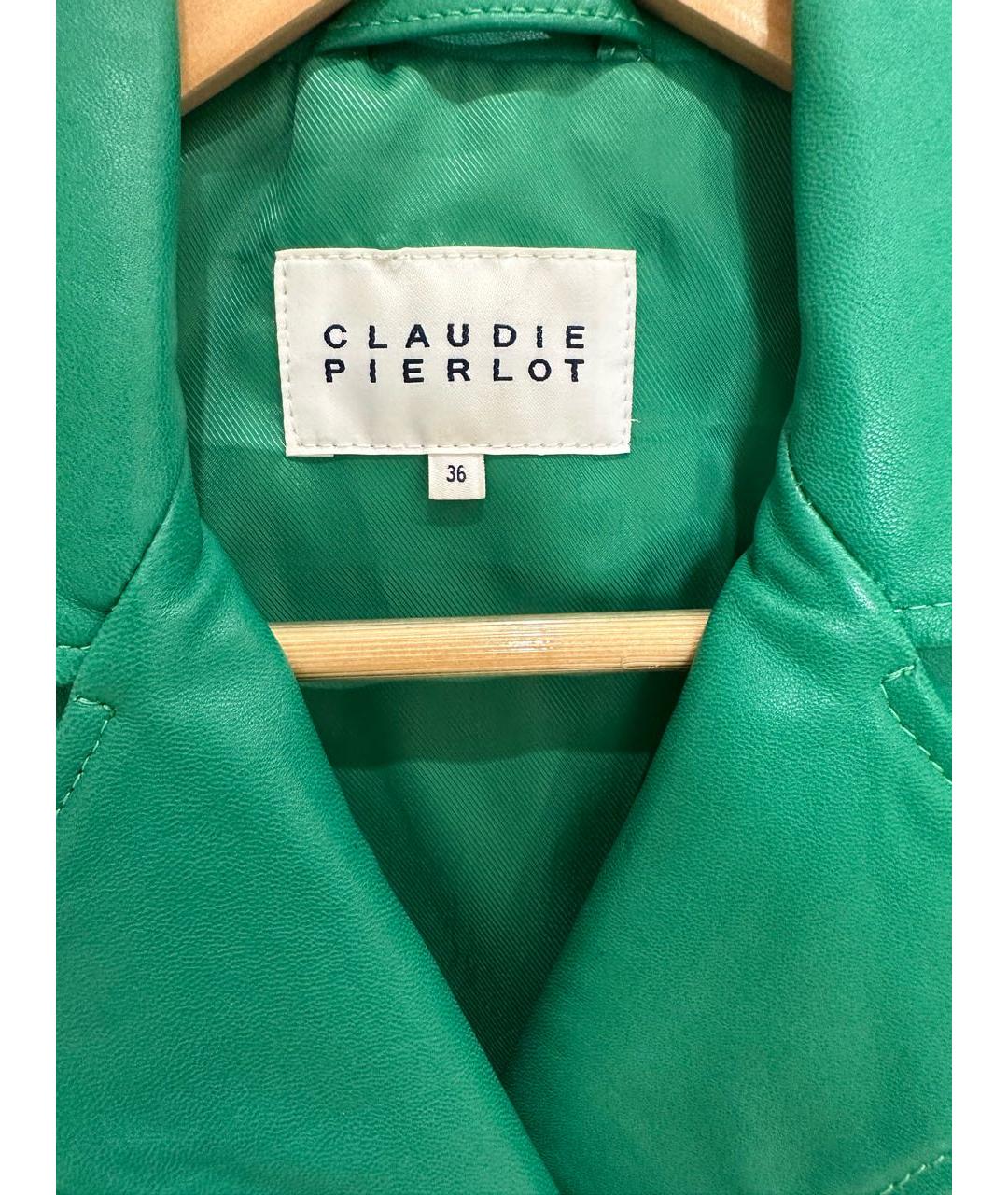 Claudie Pierlot Зеленая кожаная куртка, фото 3