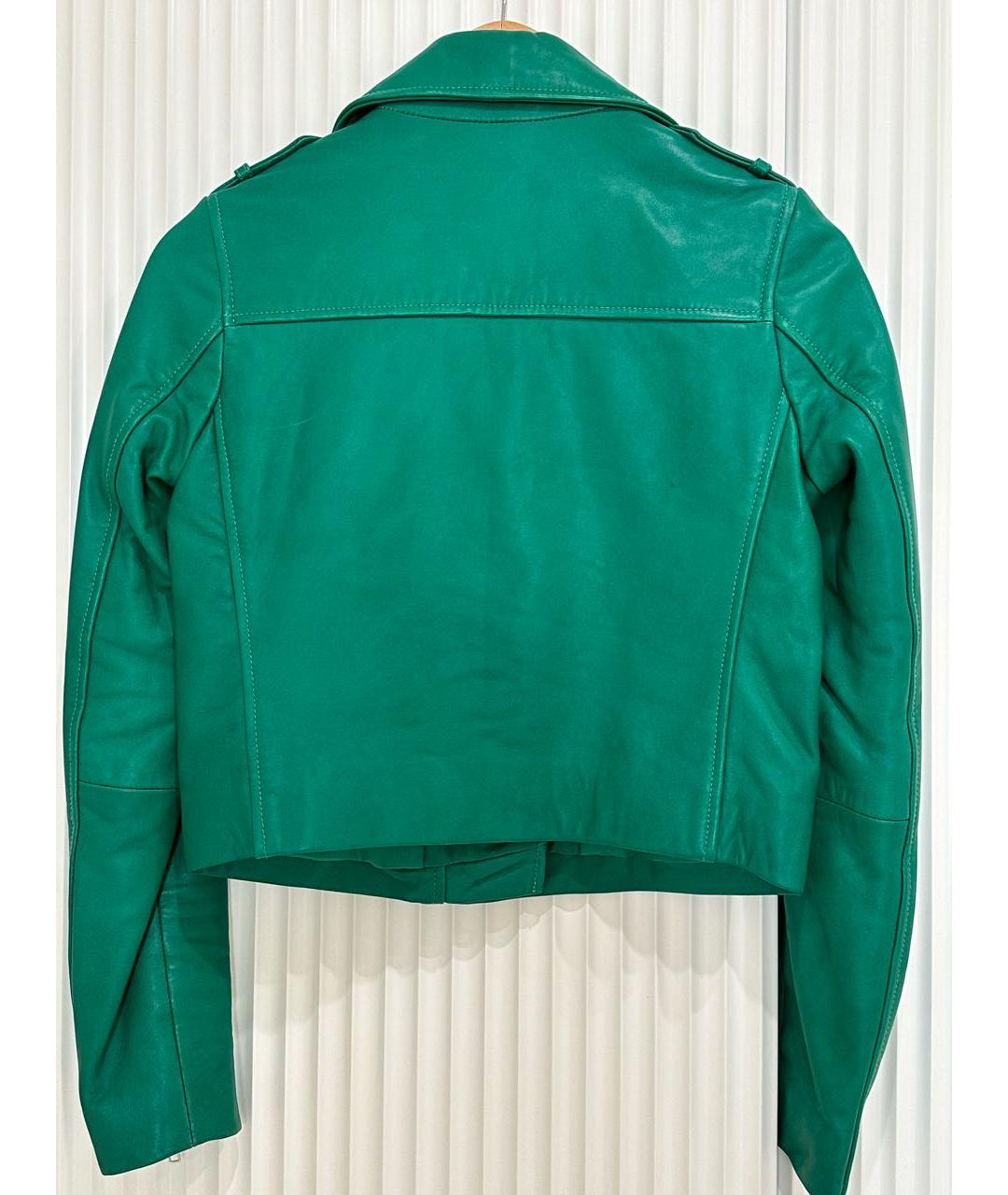 Claudie Pierlot Зеленая кожаная куртка, фото 2