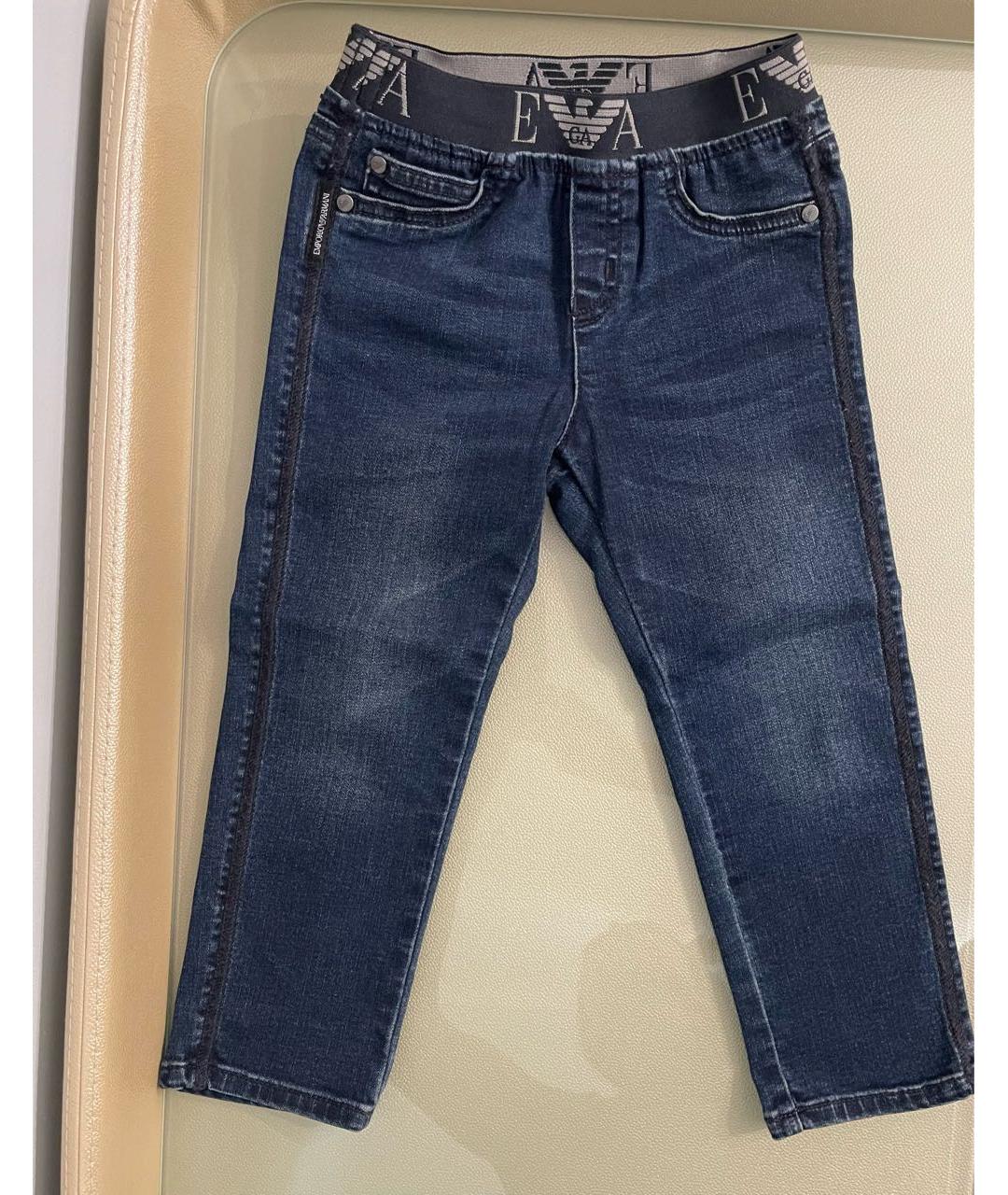 EMPORIO ARMANI Темно-синие деним детские джинсы, фото 5