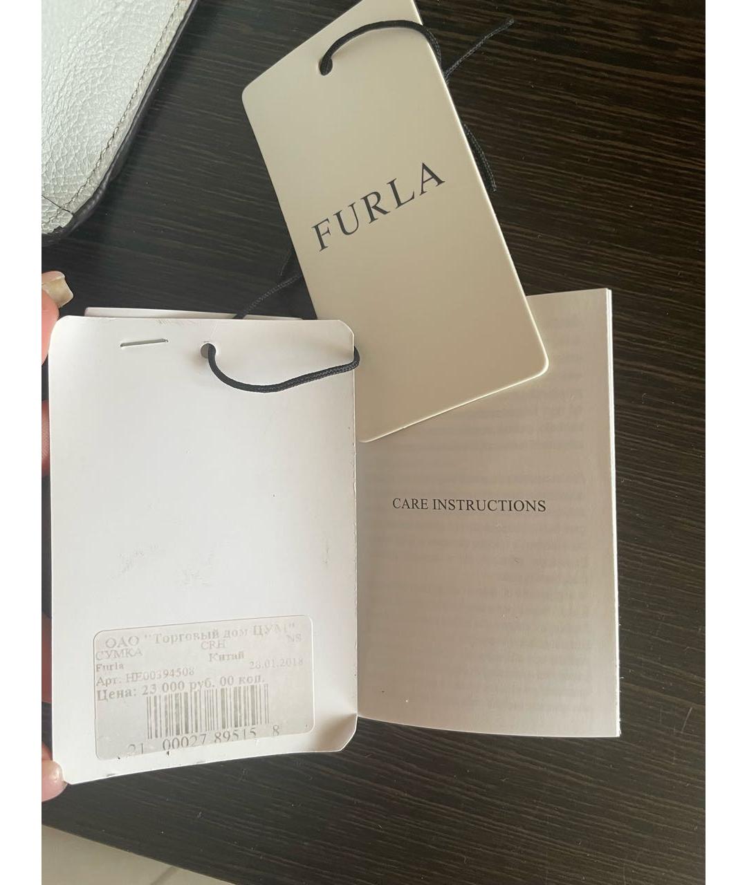 FURLA Серая кожаная сумка с короткими ручками, фото 8