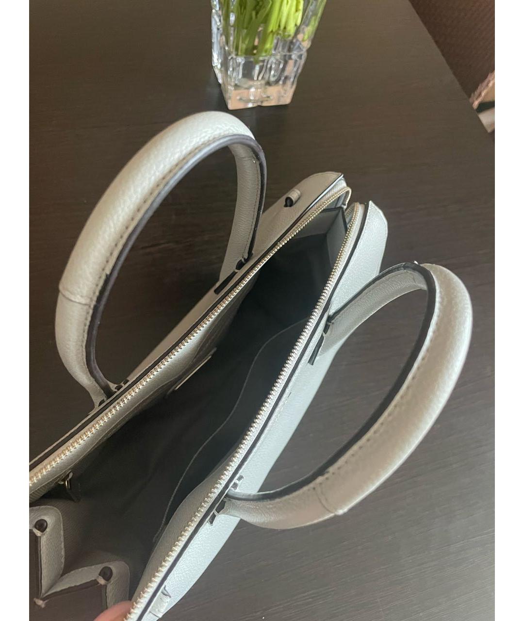 FURLA Серая кожаная сумка с короткими ручками, фото 4