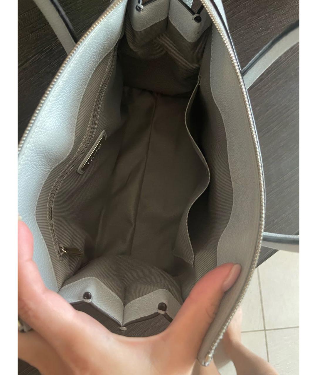 FURLA Серая кожаная сумка с короткими ручками, фото 5