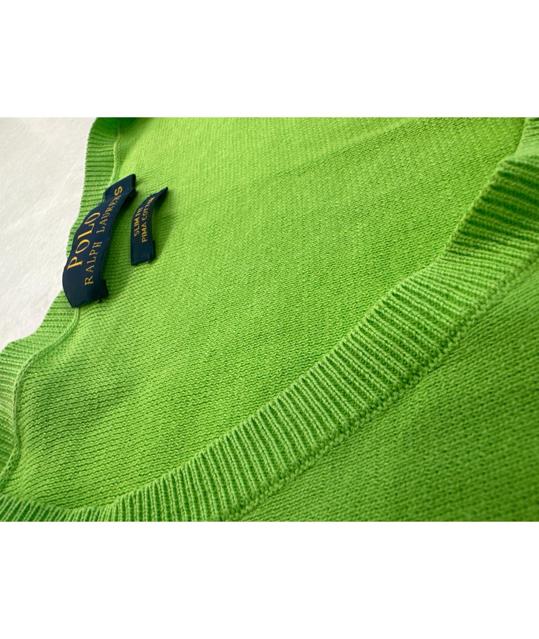 RALPH LAUREN Зеленый хлопковый джемпер / свитер, фото 4