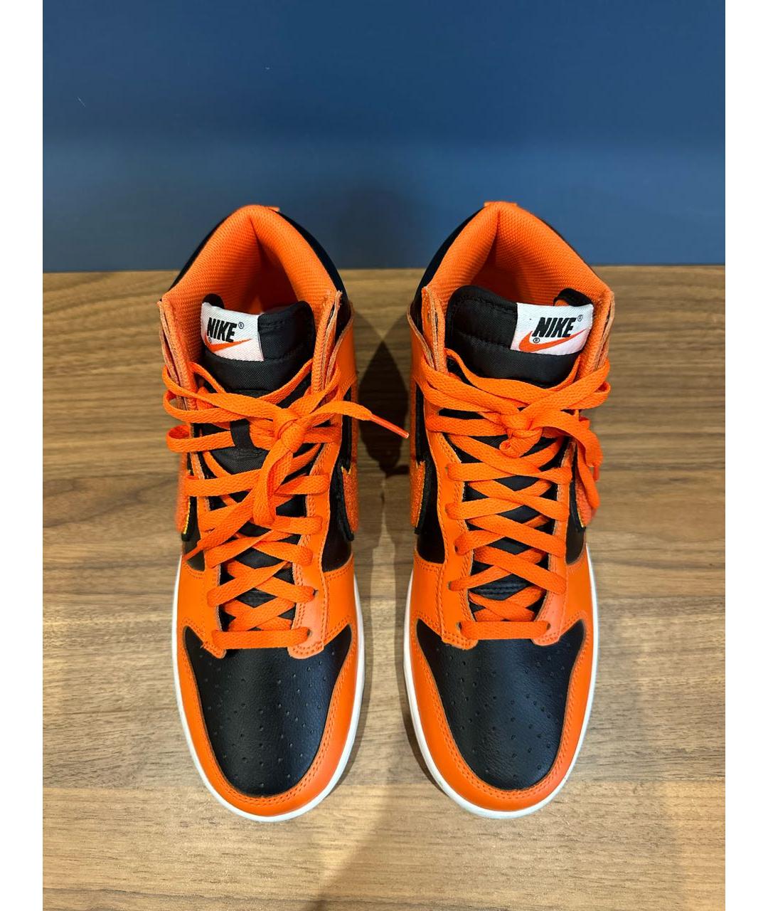 NIKE Оранжевое высокие кроссовки / кеды из искусственной кожи, фото 3