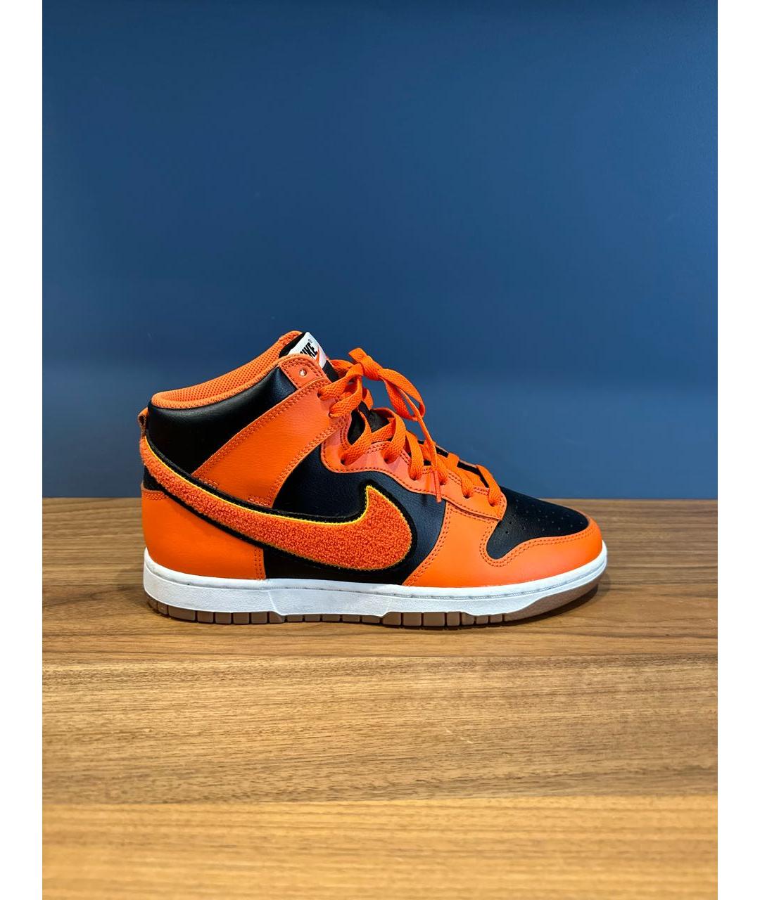 NIKE Оранжевое высокие кроссовки / кеды из искусственной кожи, фото 5