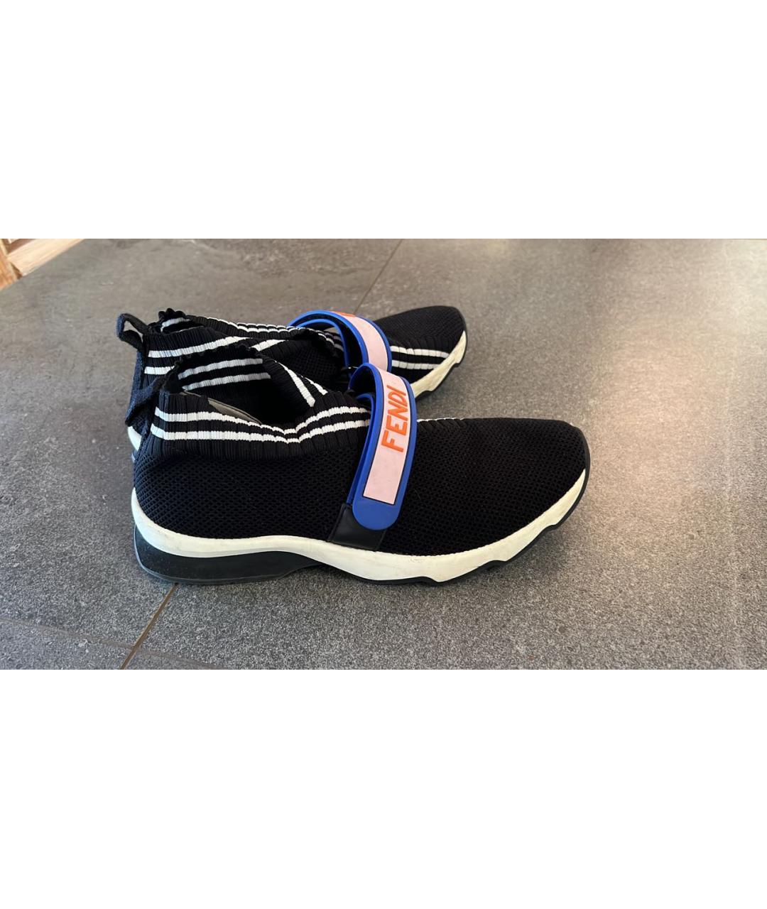 FENDI Черные текстильные кеды, фото 5