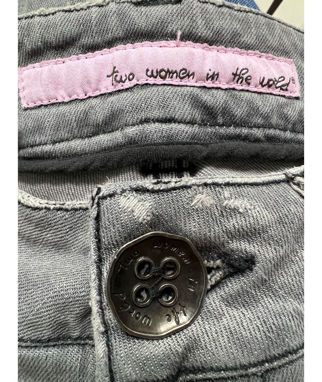 TWO WOMEN IN THE WORLD Серые хлопко-эластановые прямые джинсы, фото 4