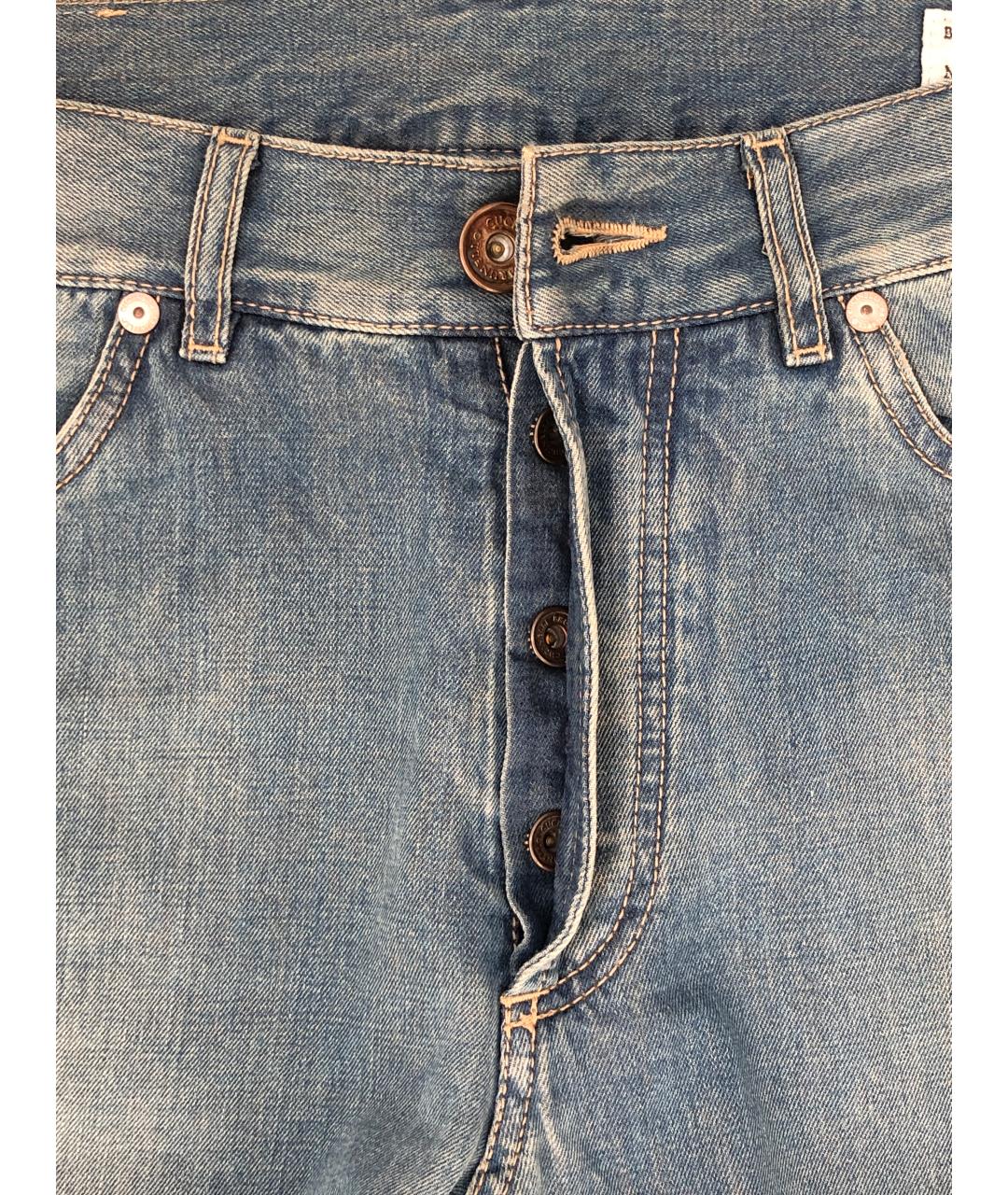 BRUNELLO CUCINELLI Голубые хлопковые прямые джинсы, фото 5