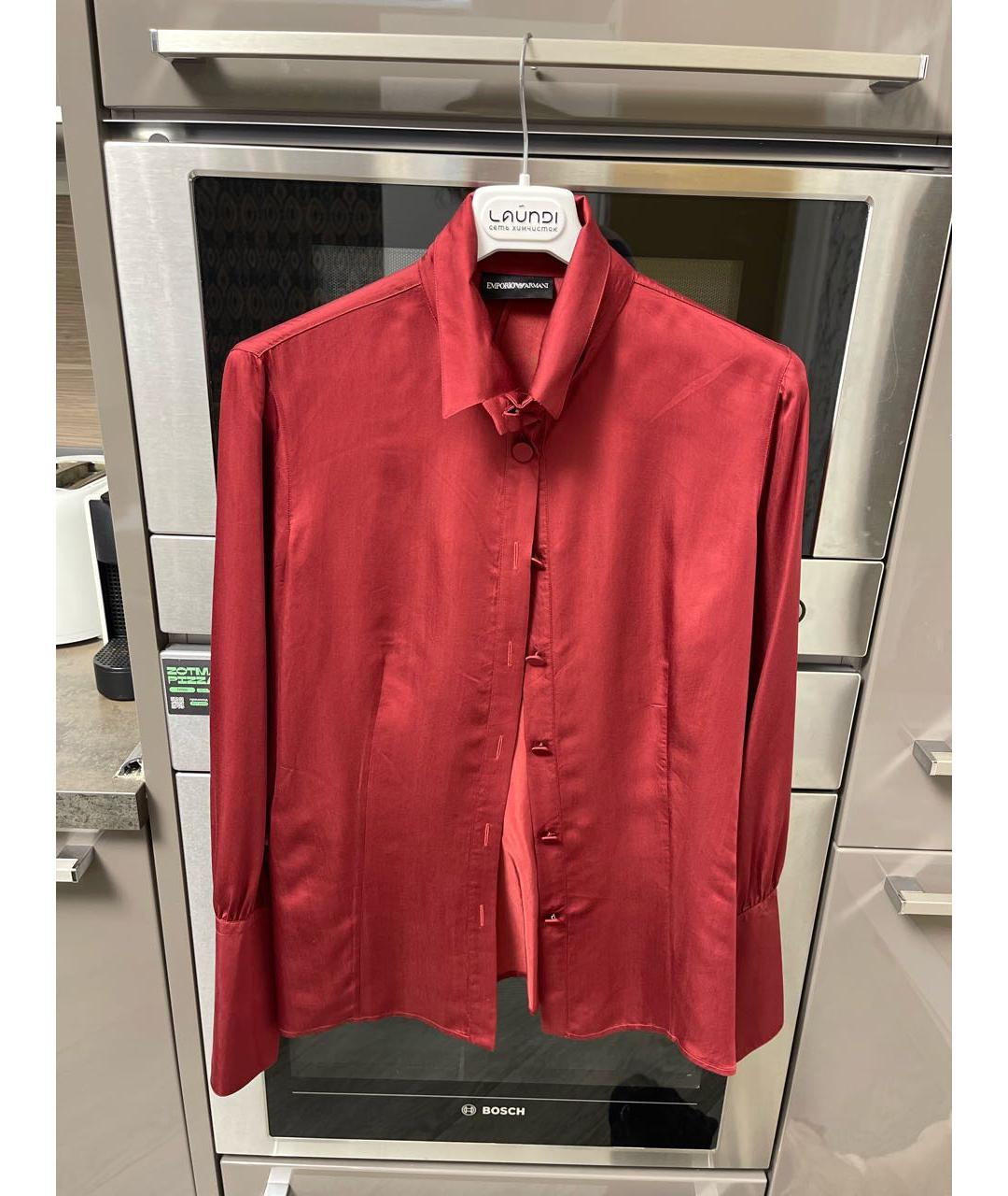 EMPORIO ARMANI Бордовая шелковая блузы, фото 8