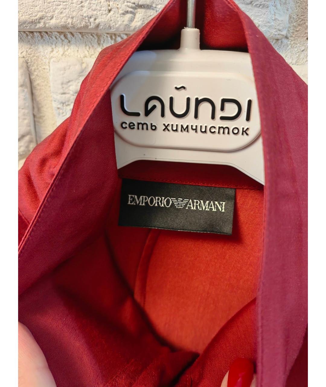 EMPORIO ARMANI Бордовая шелковая блузы, фото 3