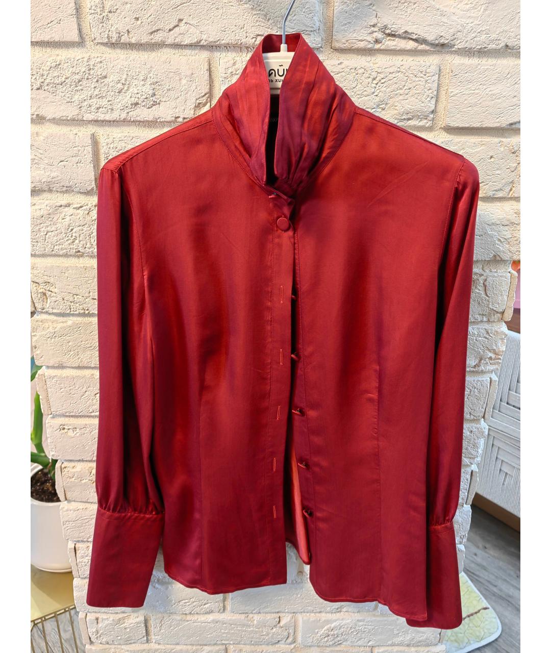 EMPORIO ARMANI Бордовая шелковая блузы, фото 9