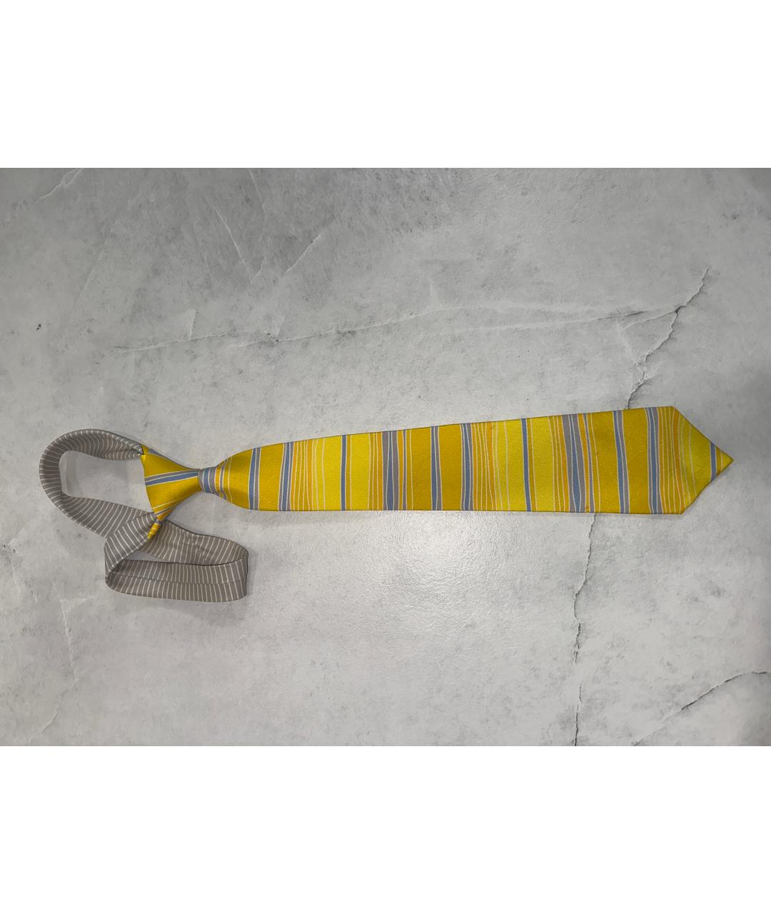 SALVATORE FERRAGAMO Желтый шелковый галстук, фото 5