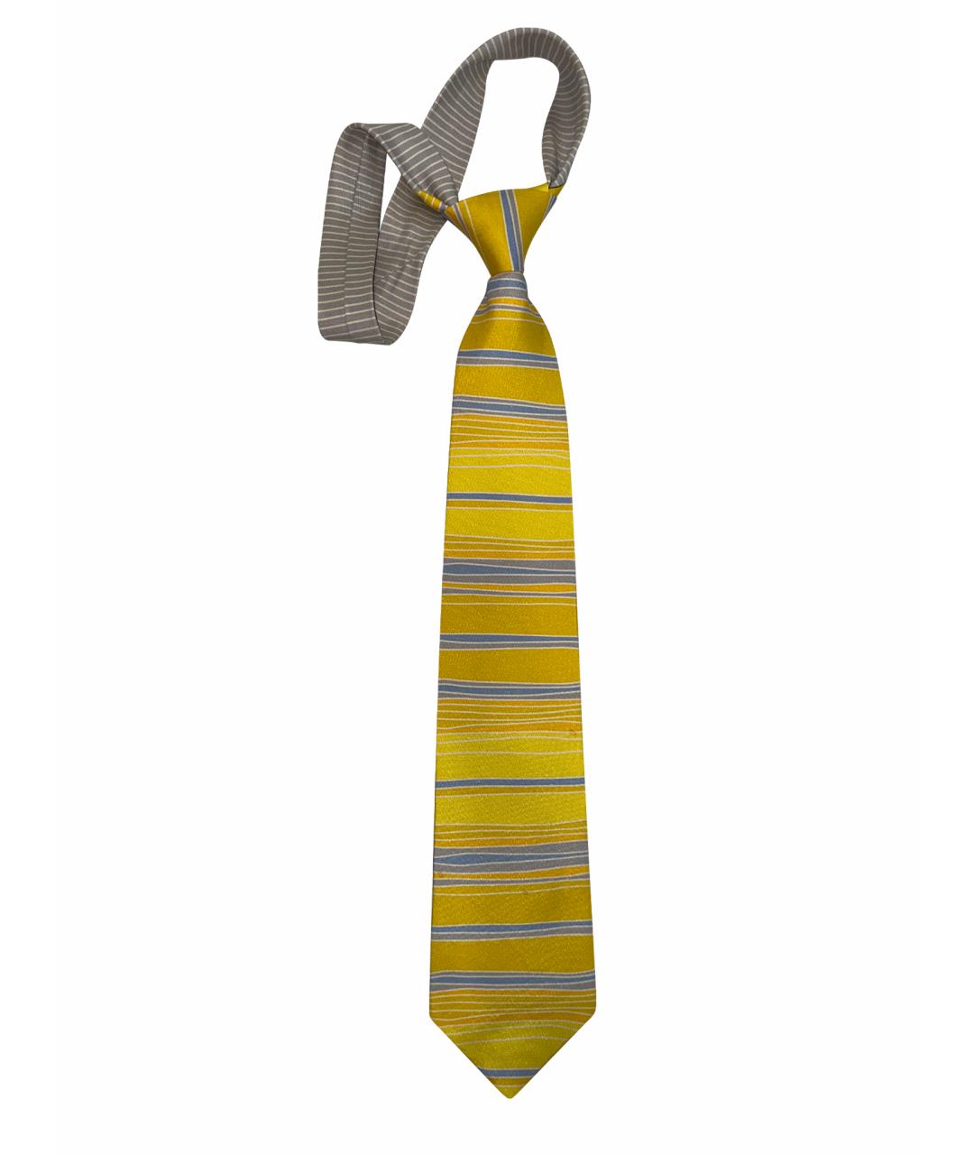 SALVATORE FERRAGAMO Желтый шелковый галстук, фото 1
