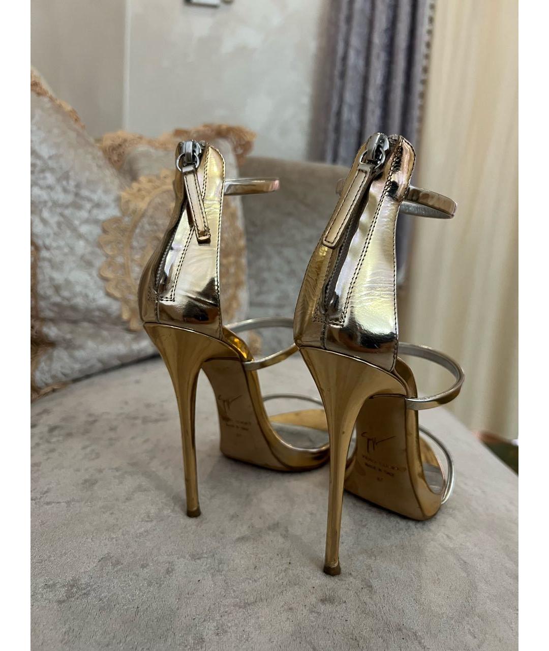 GIUSEPPE ZANOTTI DESIGN Золотые кожаные босоножки, фото 3