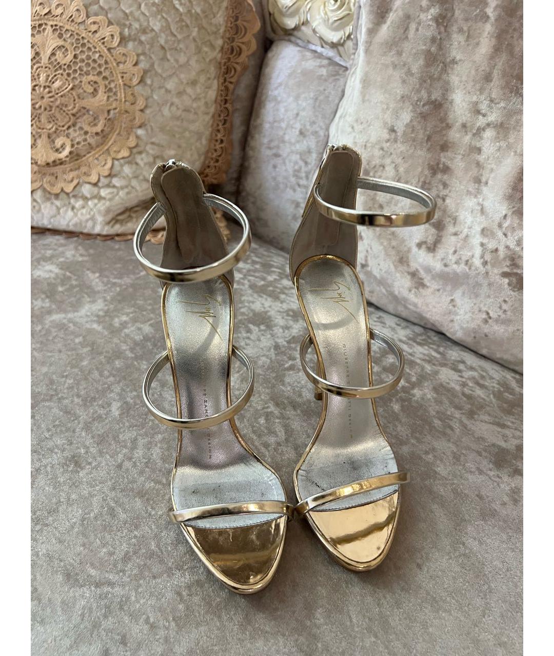 GIUSEPPE ZANOTTI DESIGN Золотые кожаные босоножки, фото 2