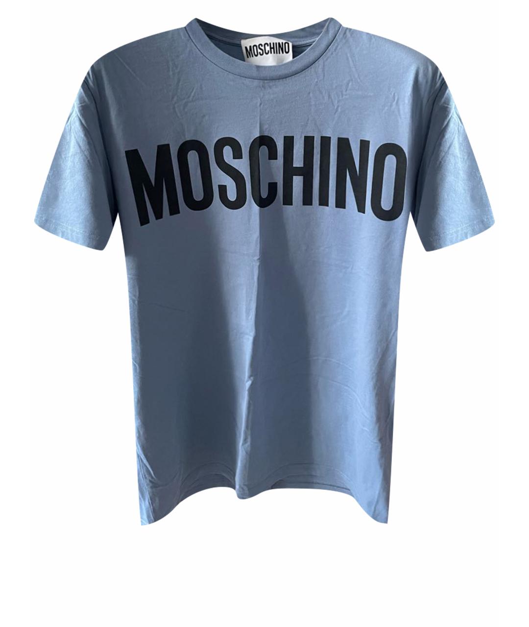 MOSCHINO Голубая хлопковая футболка, фото 1