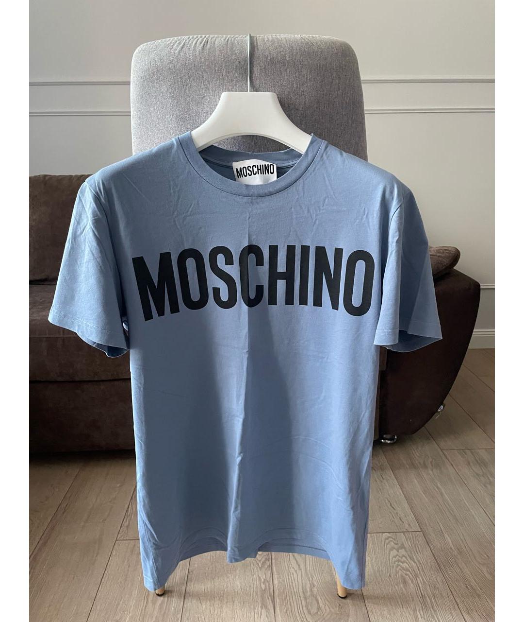 MOSCHINO Голубая хлопковая футболка, фото 5