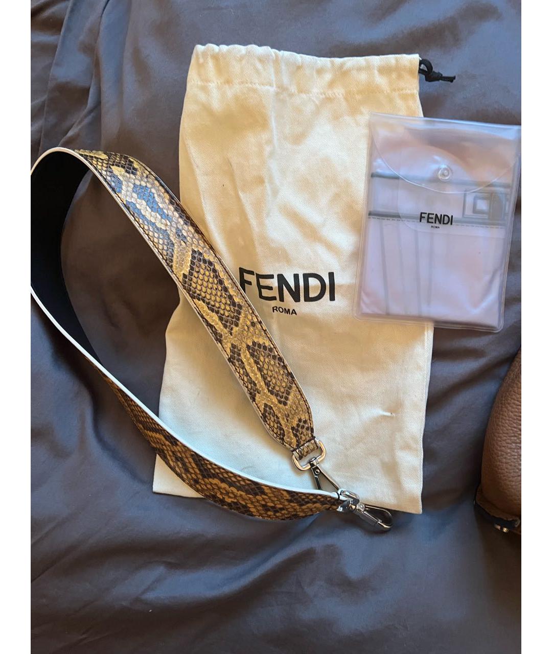 FENDI Коричневая кожаная сумка с короткими ручками, фото 4