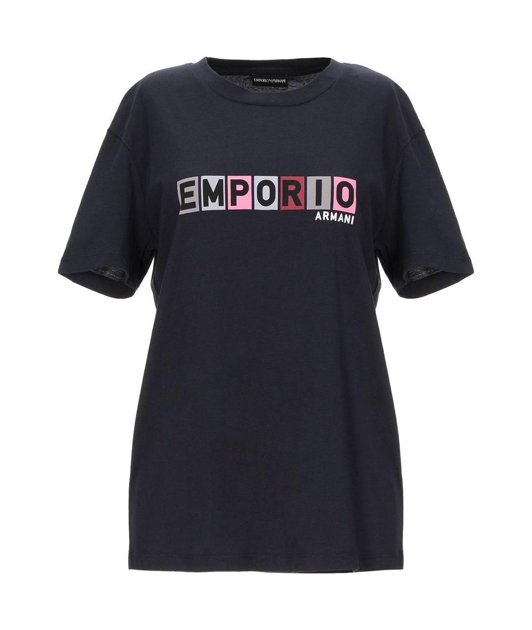 EMPORIO ARMANI Темно-синяя хлопковая футболка, фото 7