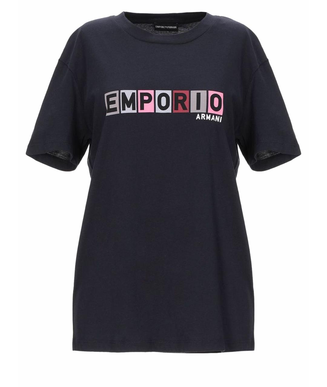 EMPORIO ARMANI Темно-синяя хлопковая футболка, фото 1