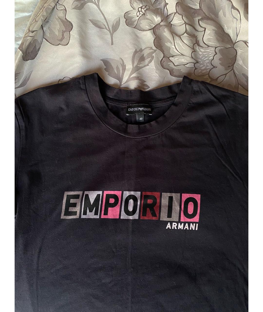 EMPORIO ARMANI Темно-синяя хлопковая футболка, фото 2