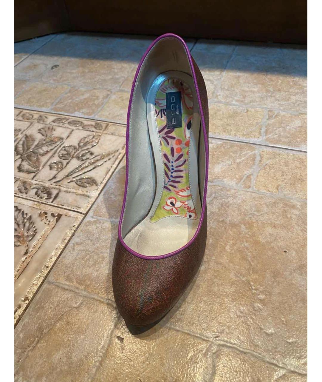 ETRO Фиолетовые кожаные туфли, фото 3