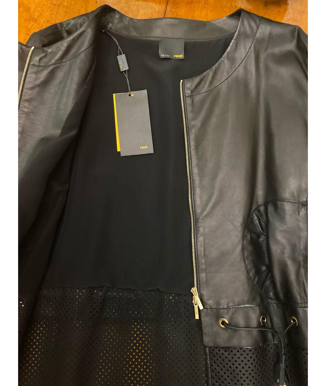 FENDI Черная кожаная куртка, фото 3