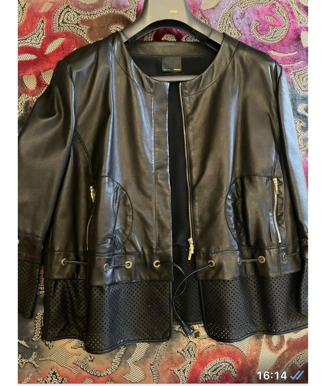 FENDI Черная кожаная куртка, фото 5