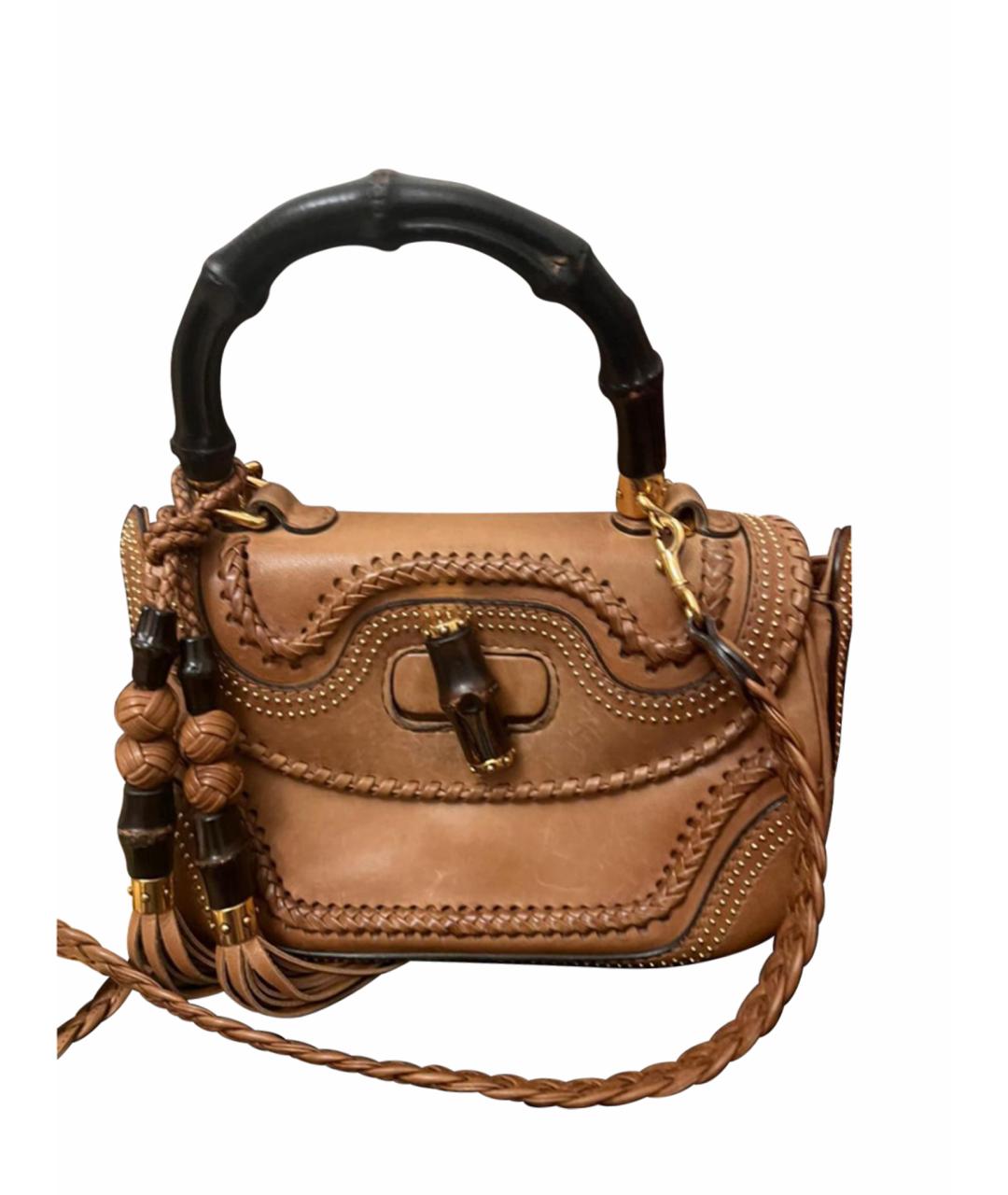 GUCCI Бежевая кожаная сумка с короткими ручками, фото 1