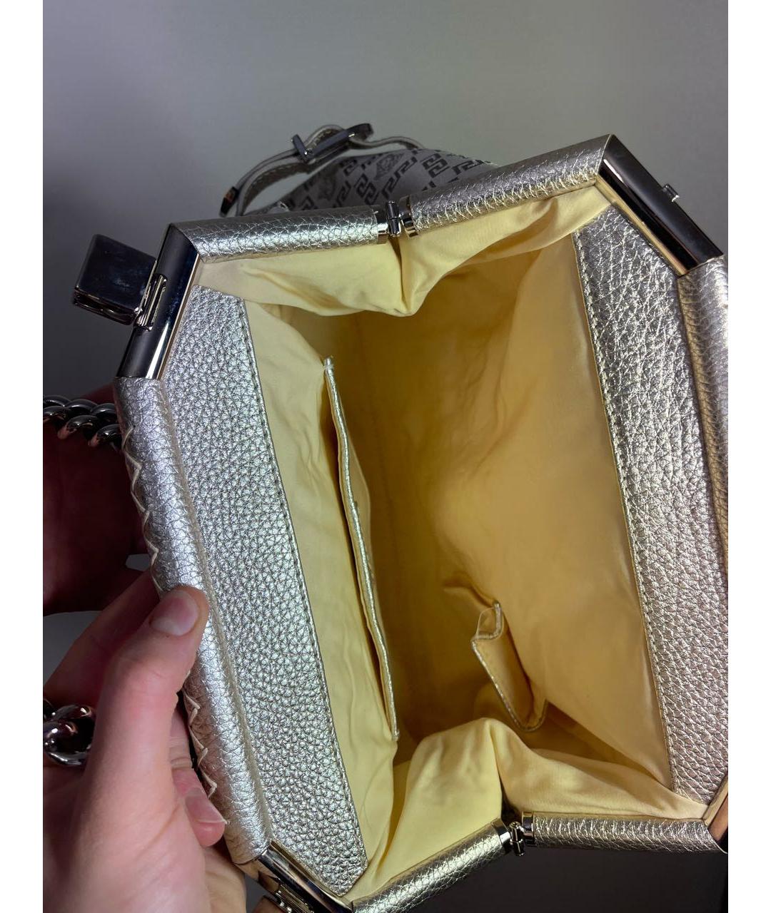 VERSACE Серебряная тканевая сумка с короткими ручками, фото 3
