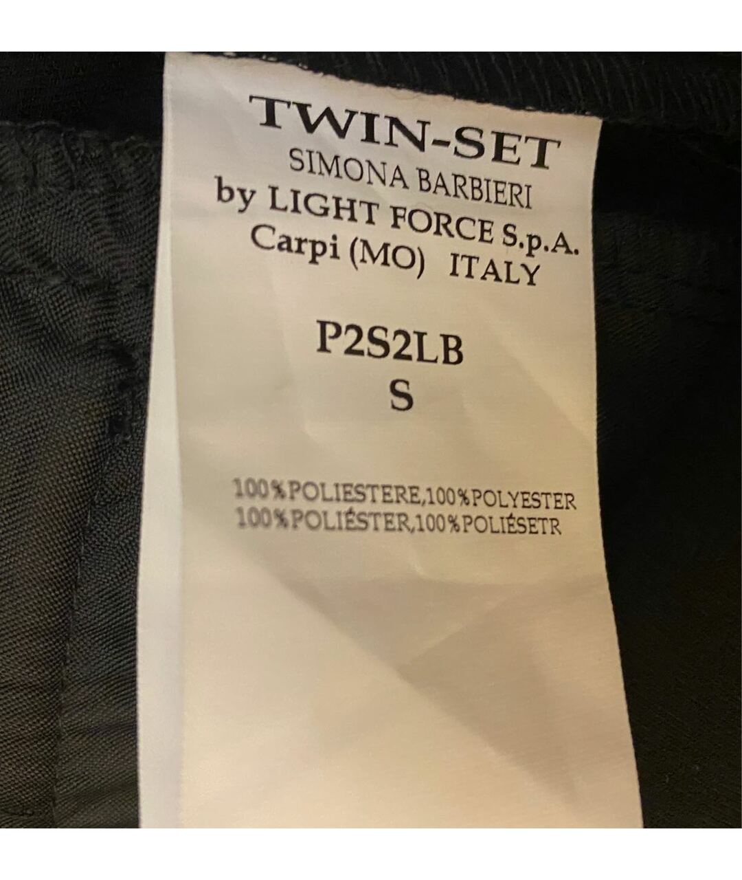 TWIN-SET Черные полиэстеровые прямые брюки, фото 5