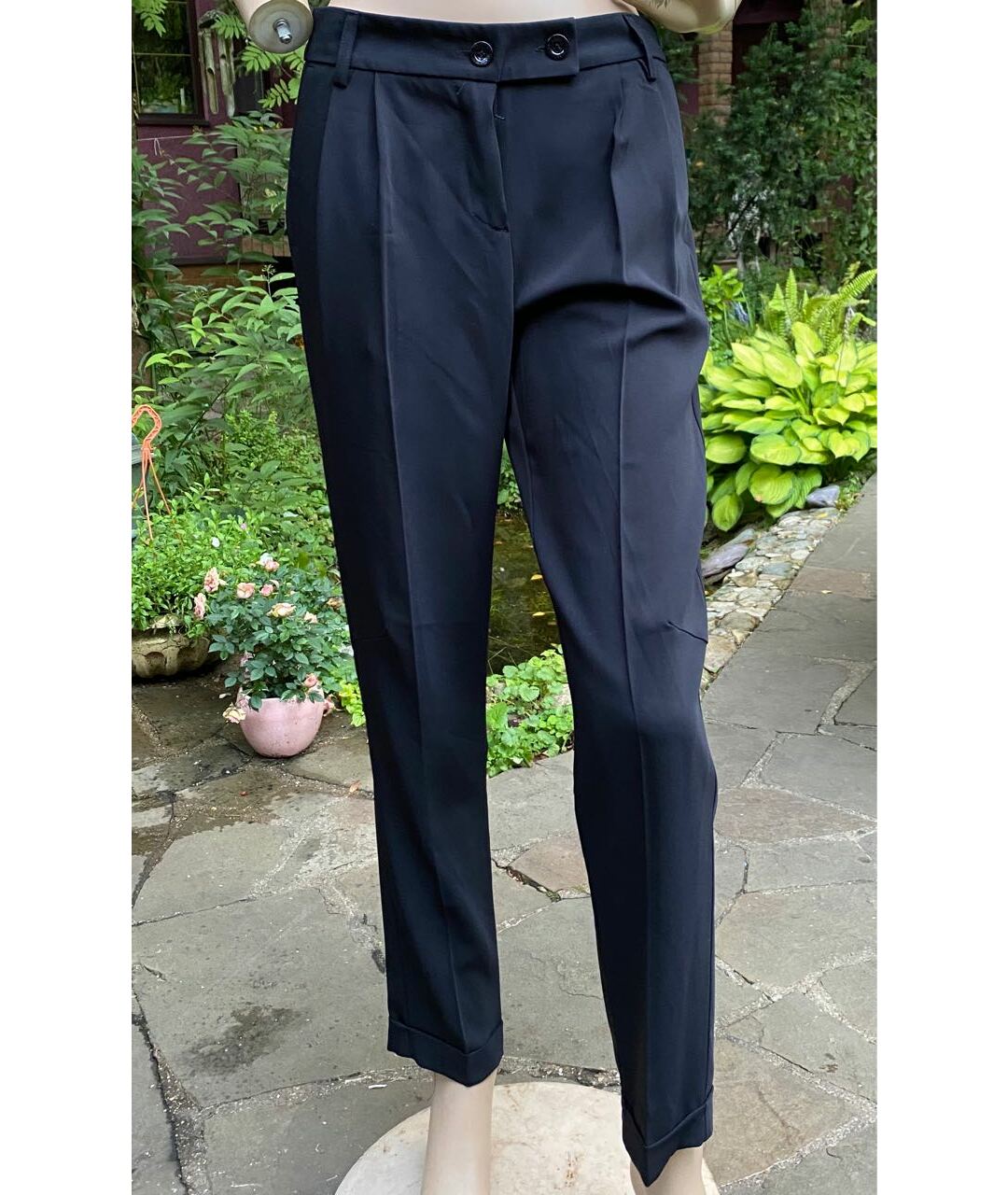 TWIN-SET Черные полиэстеровые прямые брюки, фото 6