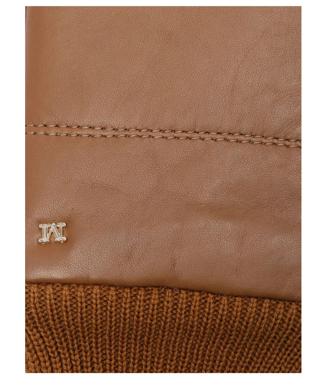 MAX MARA Коричневые кожаные варежки, фото 3