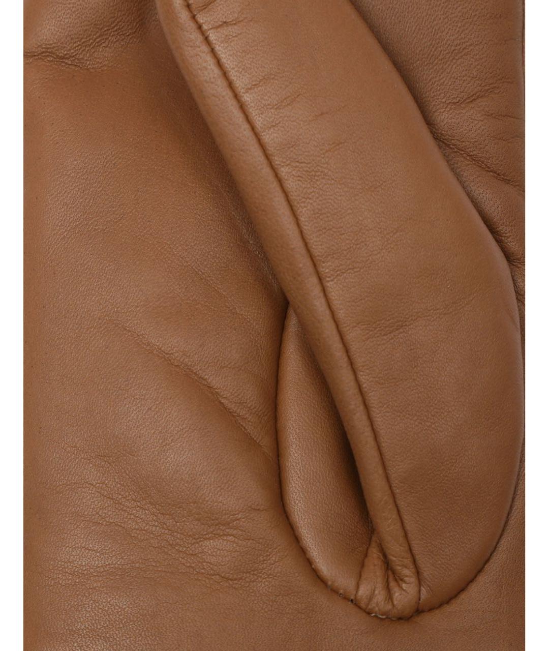 MAX MARA Коричневые кожаные варежки, фото 4