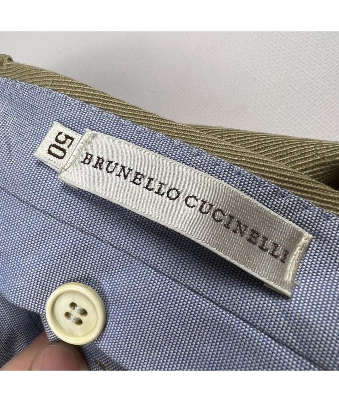 BRUNELLO CUCINELLI Бежевые хлопковые брюки чинос, фото 4