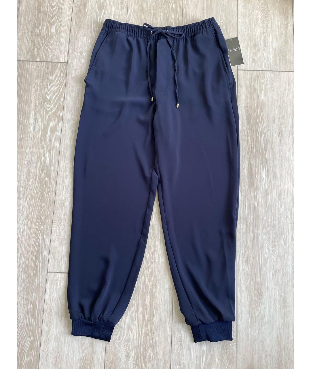 RALPH LAUREN Темно-синие полиэстеровые брюки узкие, фото 7