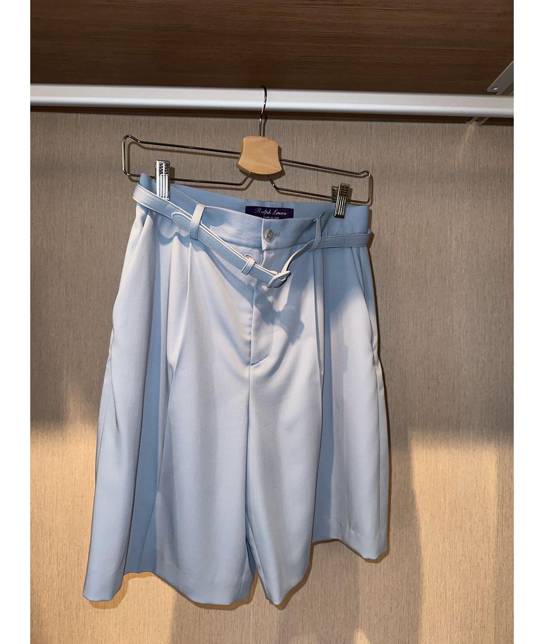 RALPH LAUREN PURPLE LABEL Голубые шерстяные шорты, фото 4
