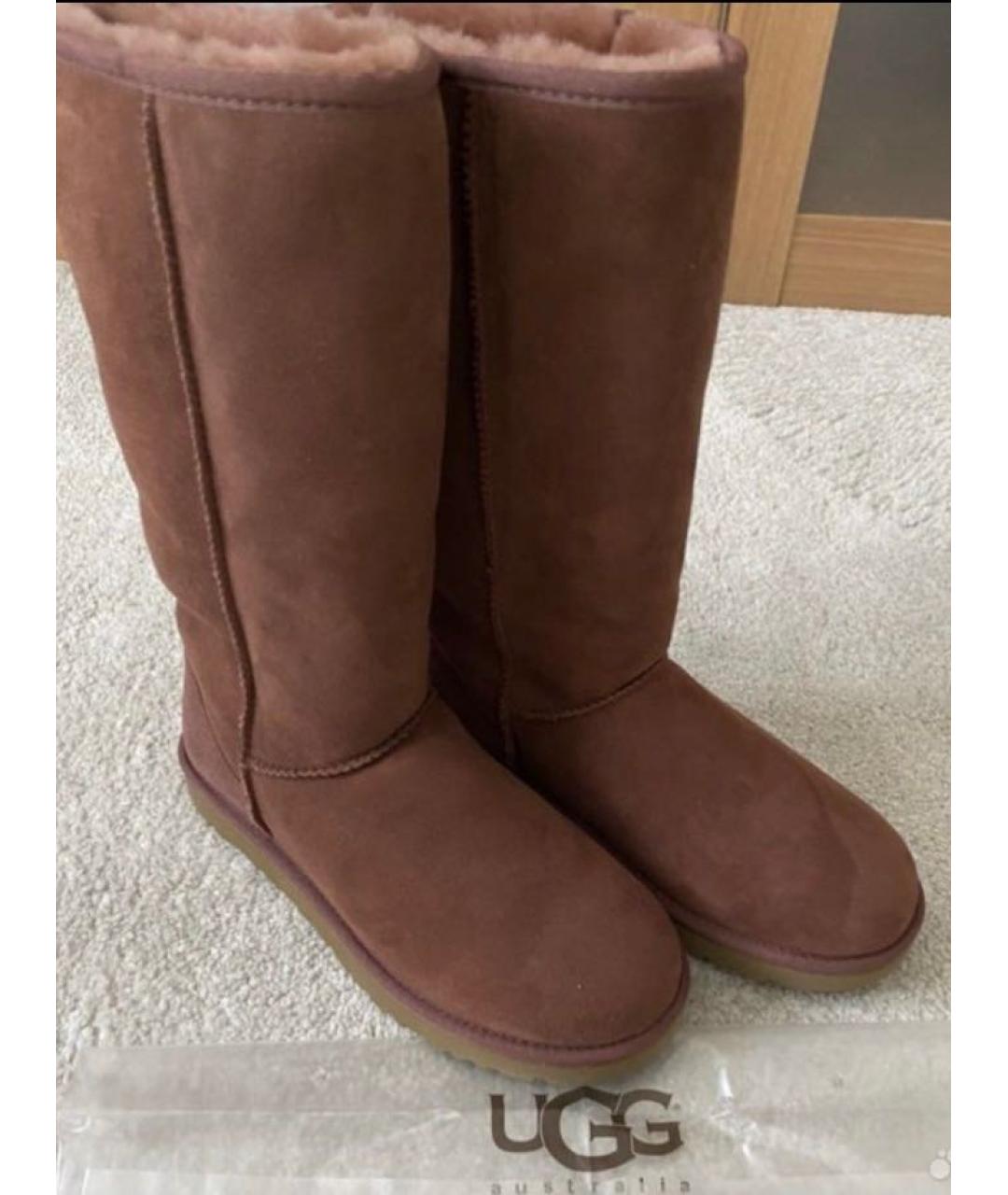 UGG AUSTRALIA Бордовые замшевые сапоги, фото 3
